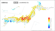 27日の最高気温前日差の分布図