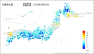 昨日の最高気温前日差の分布図
