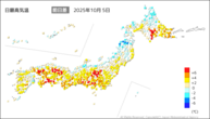 一昨日の最高気温前日差の分布図