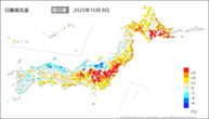 一昨日の最高気温前日差の分布図