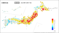 17日の最高気温前日差の分布図