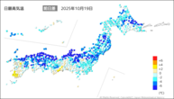 昨日の最高気温前日差の分布図