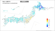 気温10日間平均平年差の分布図