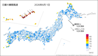 昨日の最大瞬間風速の分布図