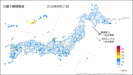 一昨日の最大瞬間風速の分布図