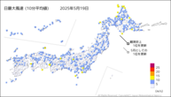 一昨日の最大風速（10分平均値）の分布図