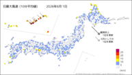 昨日の最大風速(10分平均値)の分布図