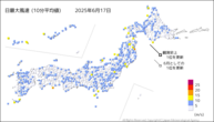 17日の最大風速（10分平均値）の分布図