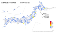 27日の最大風速（10分平均値）の分布図