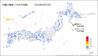 昨日の最大風速（10分平均値）の分布図