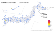 一昨日の最大風速（10分平均値）の分布図