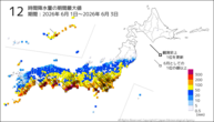 12時間降水量の期間最大値の分布図