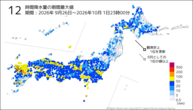 12時間降水量の期間最大値の分布図