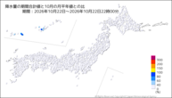 降水量の期間合計値の月平年比の分布図