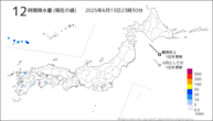 12時間降水量（現在の値）の分布図
