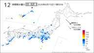 今日の12時間降水量の日最大値の分布図