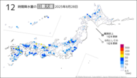 28日の12時間降水量の日最大値の分布図