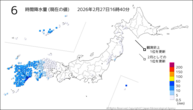 6時間降水量（現在の値）の分布図