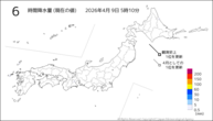 6時間降水量（現在の値）の分布図