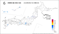 6時間降水量(現在の値)の分布図