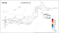 21日の日降水量の分布図