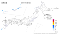 6日の日降水量の分布図