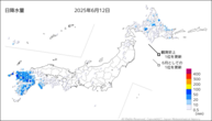 昨日の日降水量の分布図