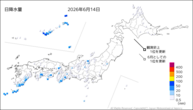 昨日の日降水量の分布図