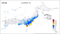 7日の日降水量の分布図