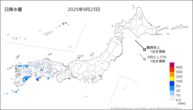 23日の日降水量の分布図