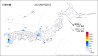 一昨日の日降水量の分布図