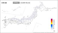 22日の日降水量の分布図
