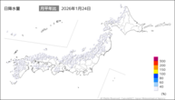 24日の日降水量の分布図