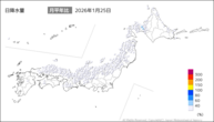 25日の日降水量の分布図