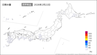22日の日降水量の分布図