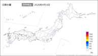 6日の日降水量の分布図