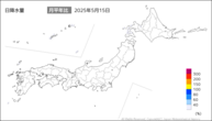 15日の日降水量の分布図