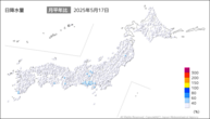 17日の日降水量の分布図