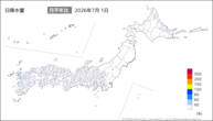 1日の日降水量の分布図