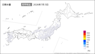 3日の日降水量の分布図