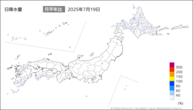 昨日の日降水量の分布図