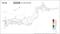 今日の日降水量の分布図