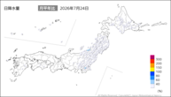 24日の日降水量の分布図