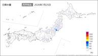 25日の日降水量の分布図