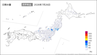 26日の日降水量の分布図