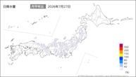 27日の日降水量の分布図