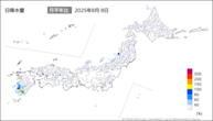 8日の日降水量の分布図