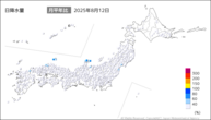 昨日の日降水量の分布図