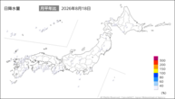 18日の日降水量の分布図