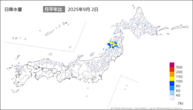 一昨日の日降水量の分布図
